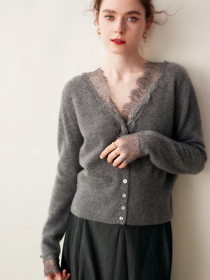 Cozy Open Front Lace Cardigan - Nocini