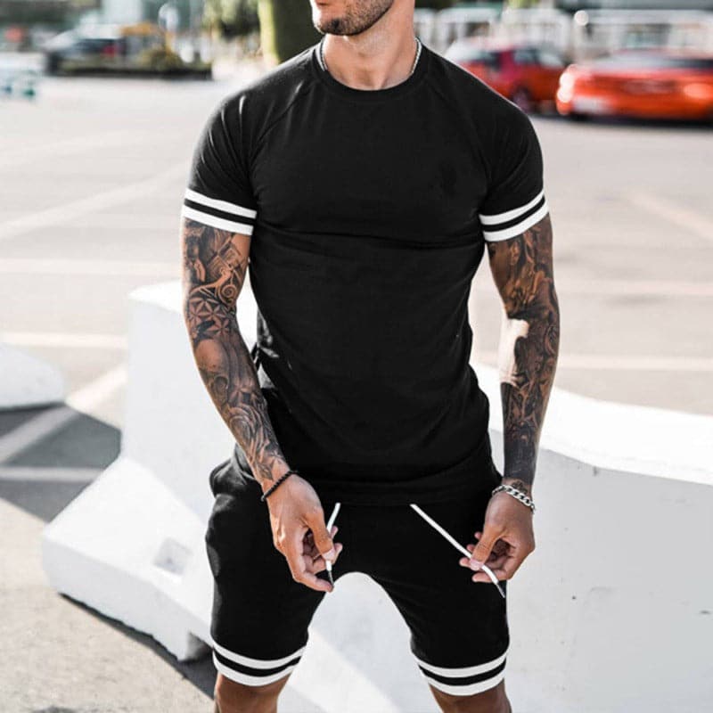 Men's Athletic Set - Moisture Wicking Tee & Shorts