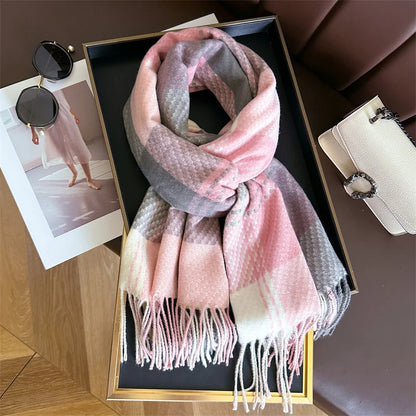 Classic Plaid Fringed Scarf - Nocini