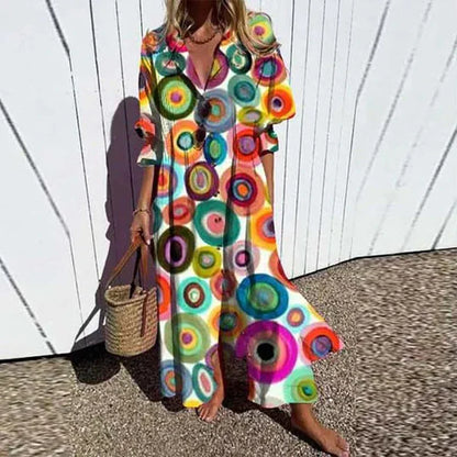 Ladies Long Sleeve Floral Maxi Dress