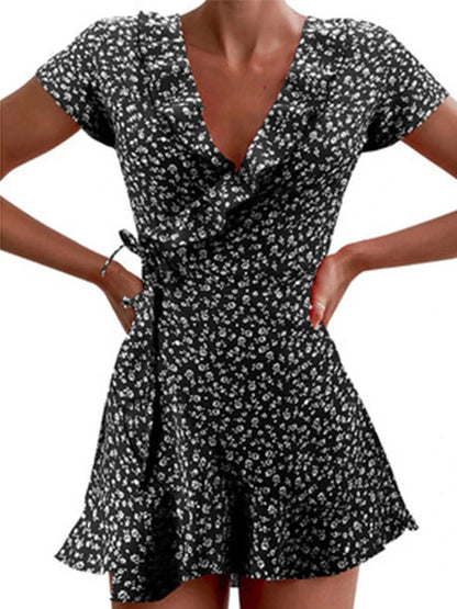 Pretty Floral Midi Wrap Dress
