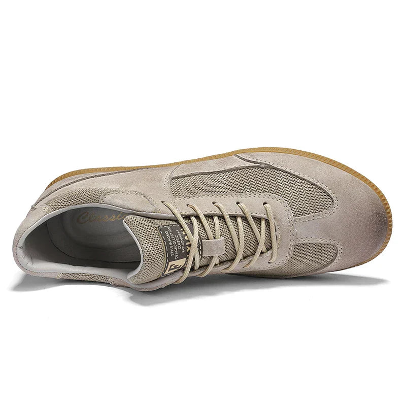 Soft Suede Low Top Mesh Sneakers with Rubber Sole