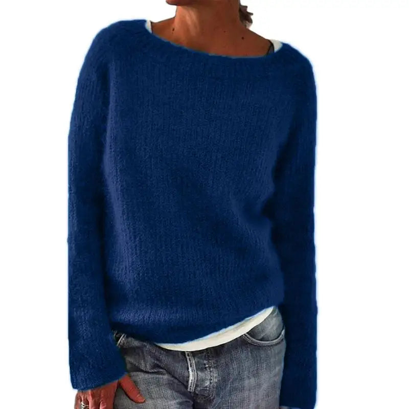 Cozy Women's Thick Cable Knit Crew Neck Sweater
