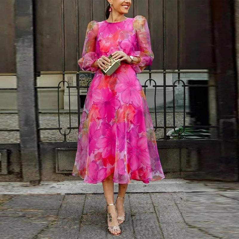Pretty Flower Knee Length Dress - Nocini