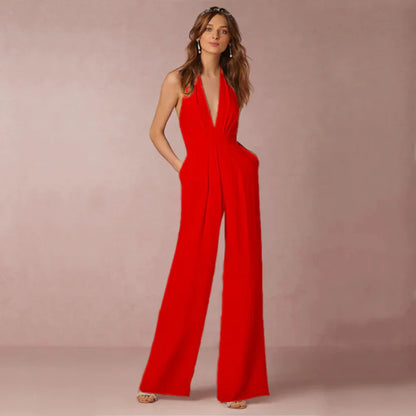 Sleek Low Back Halter Jumpsuit