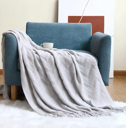 Cozy Textured Zig Zag Throw Blanket - Nocini