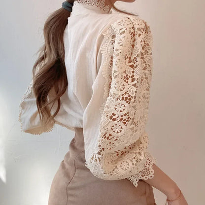 Delicate Lace Trim Women's Blouse