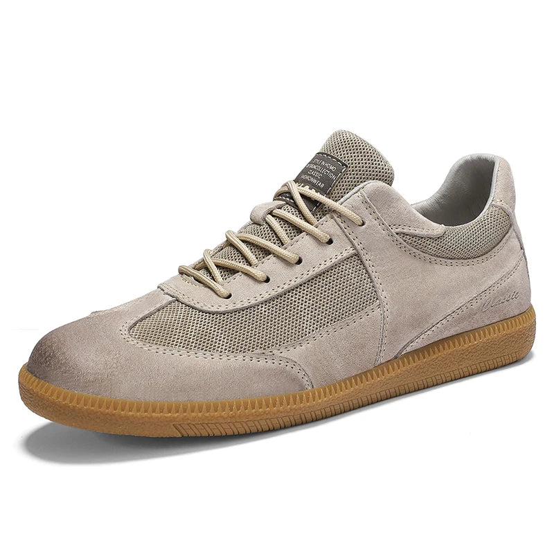 Soft Suede Low Top Mesh Sneakers with Rubber Sole