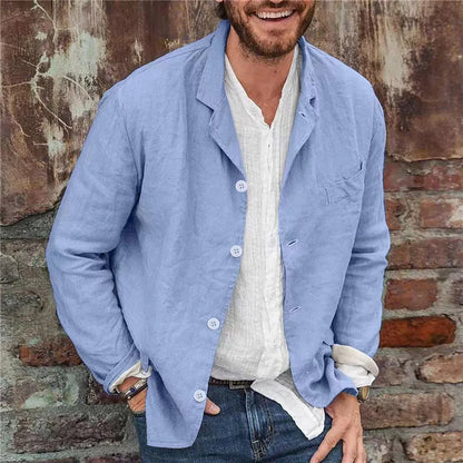 Casual Mens Jacket with Collar and Buttons - Nocini