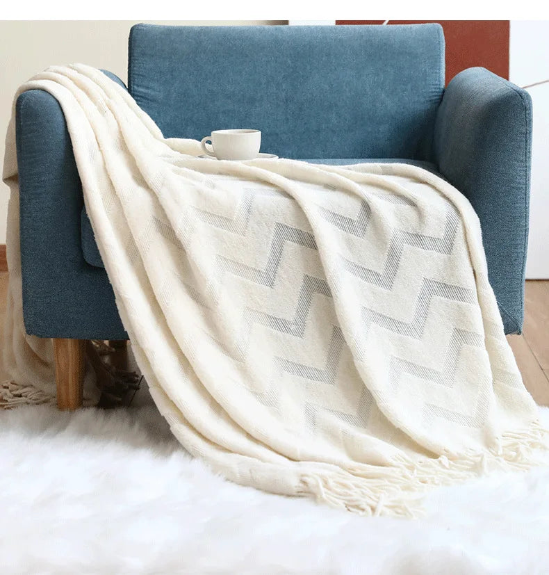 Cozy Textured Zig Zag Throw Blanket