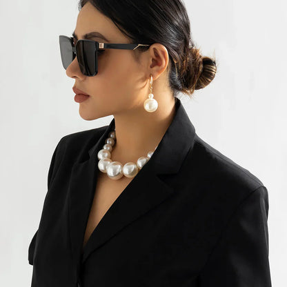 Elegant White Pearl Layered Necklace Set