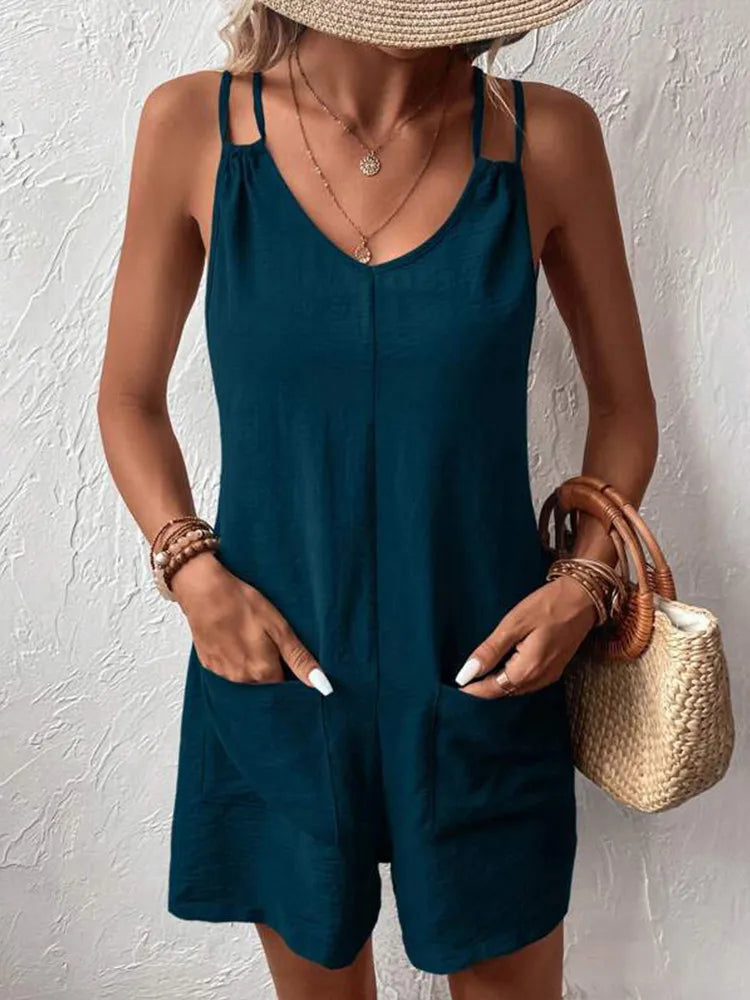 Comfortable Women's Sleeveless Romper with Pockets - Nocini