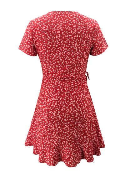 Pretty Floral Midi Wrap Dress