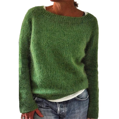 Cozy Women's Thick Cable Knit Crew Neck Sweater