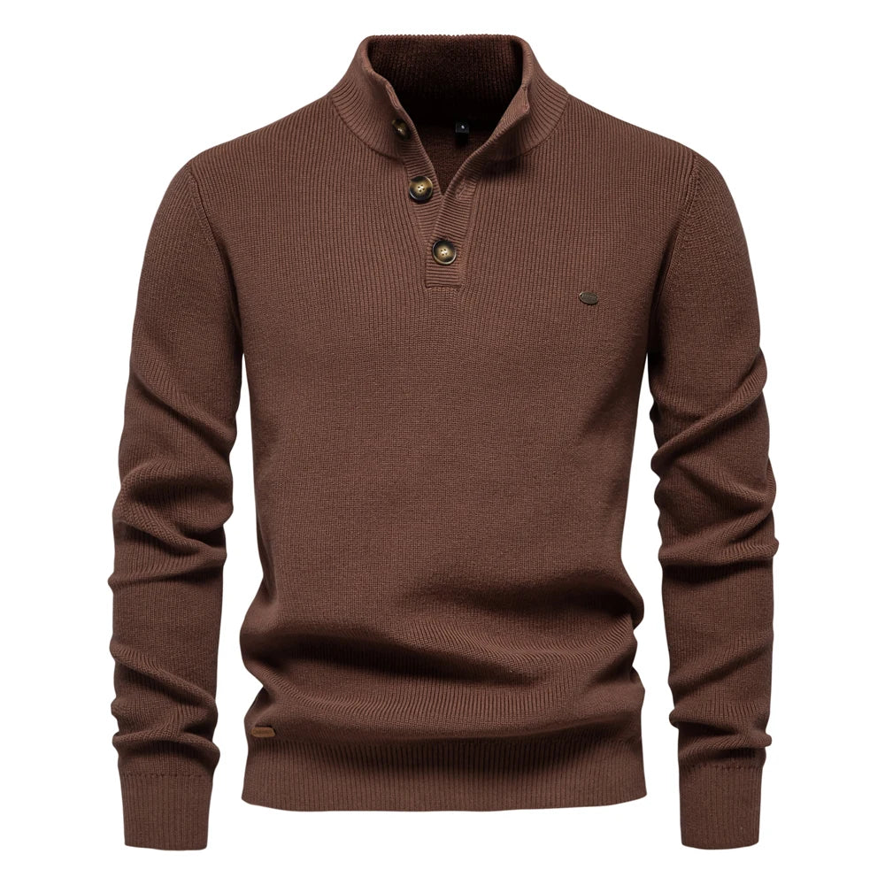 Classic Wooden Button Crew Sweater