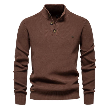 Classic Wooden Button Crew Sweater