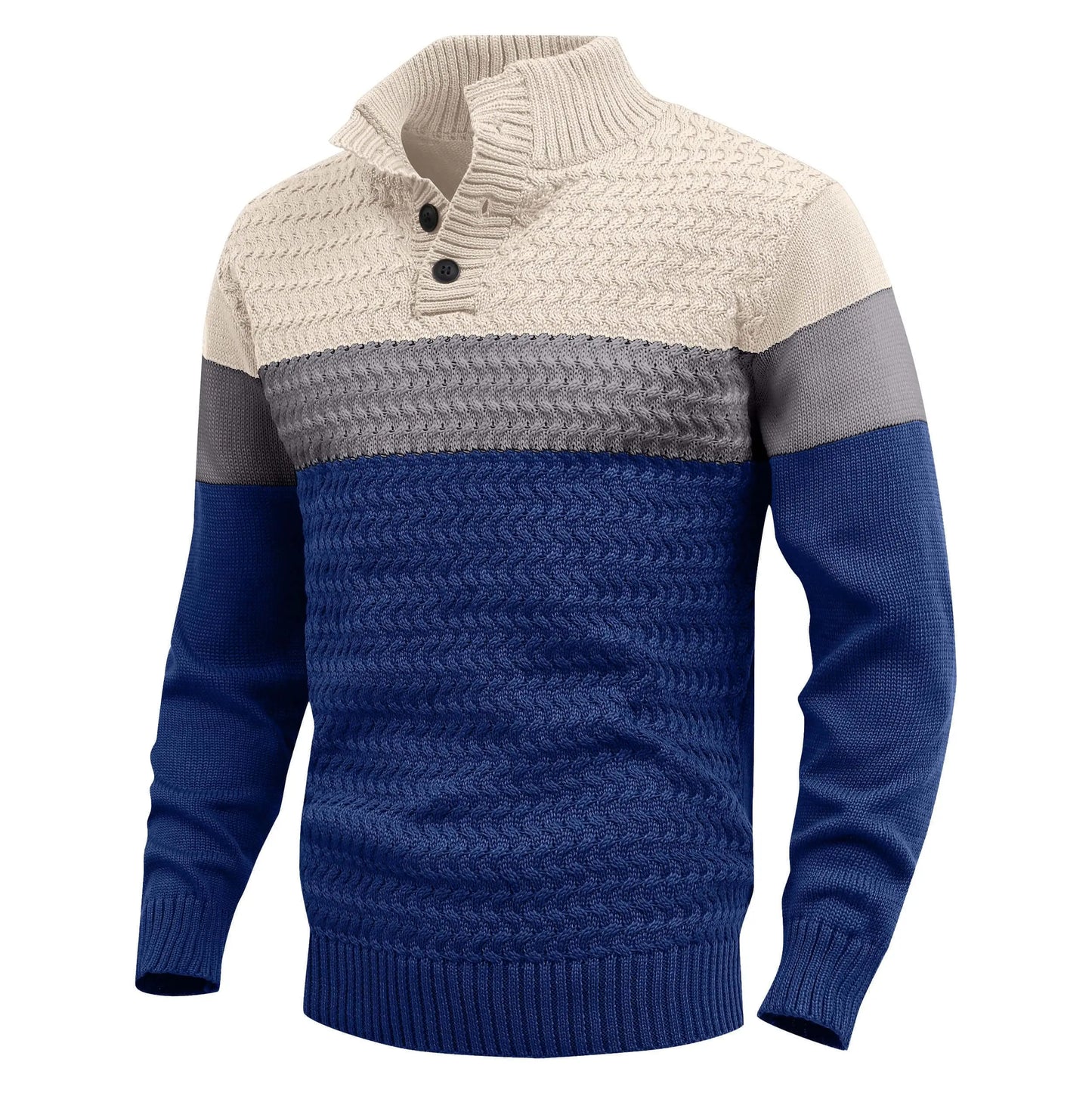 Colorful Crew Neck Cable Knit Sweater
