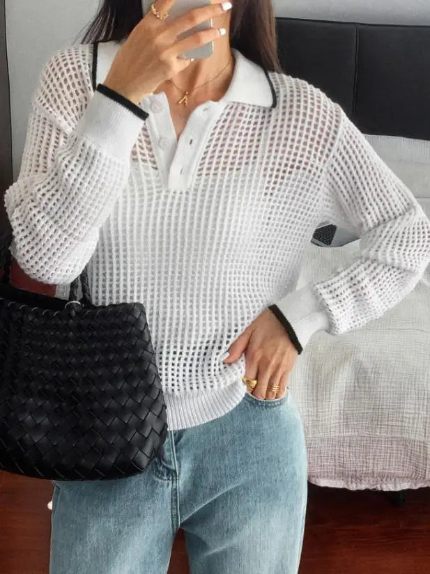 Floral Cut Out Women's Blouse