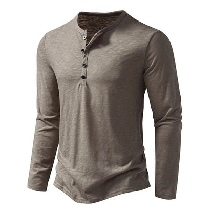 Relaxed Fit Plain Henley Shirt for Men