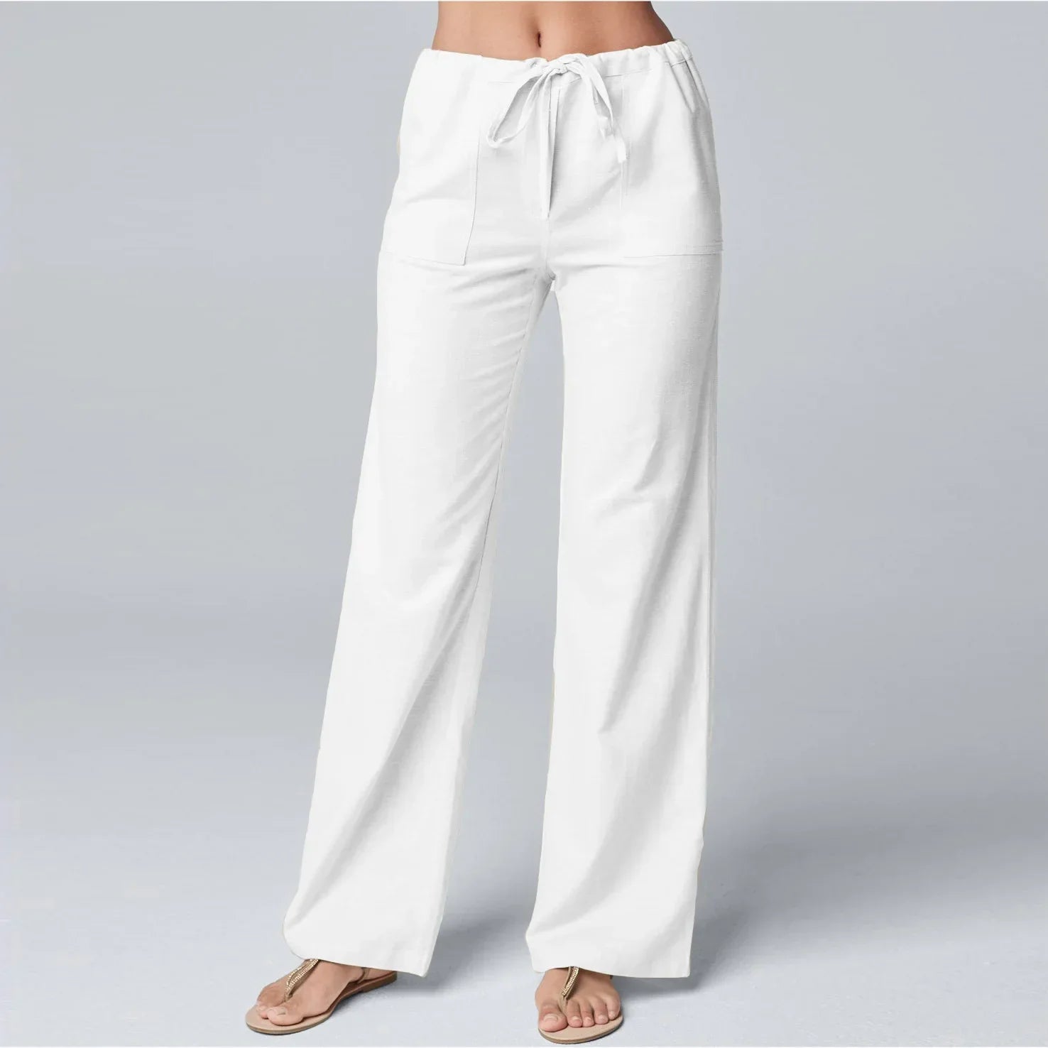 Loose Fit High Waisted Women's Trousers in Soft Cotton - Nocini