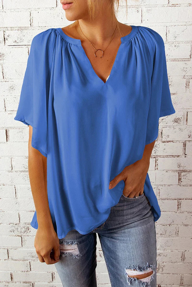 Comfy V Neck Women's Casual Short Sleeve Top - Nocini