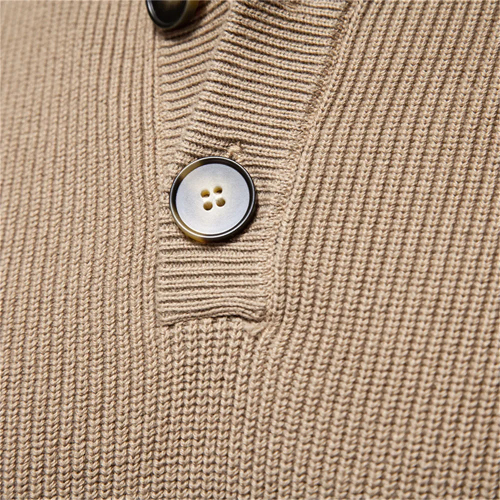 Classic Wooden Button Crew Sweater