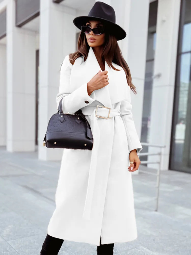 Slim Fit Women's Belted Knee Length Winter Coat