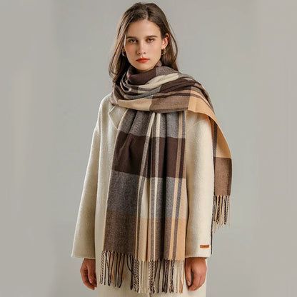 Big Check Fringed Scarf