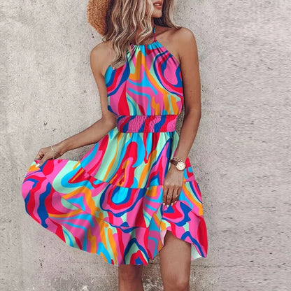 Casual Halter Neck Summer Mini Dress