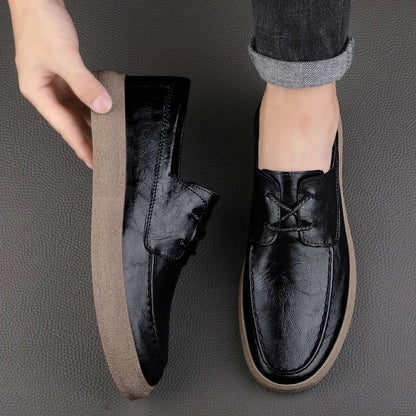 Breathable Perforated Leather Slip On Shoe