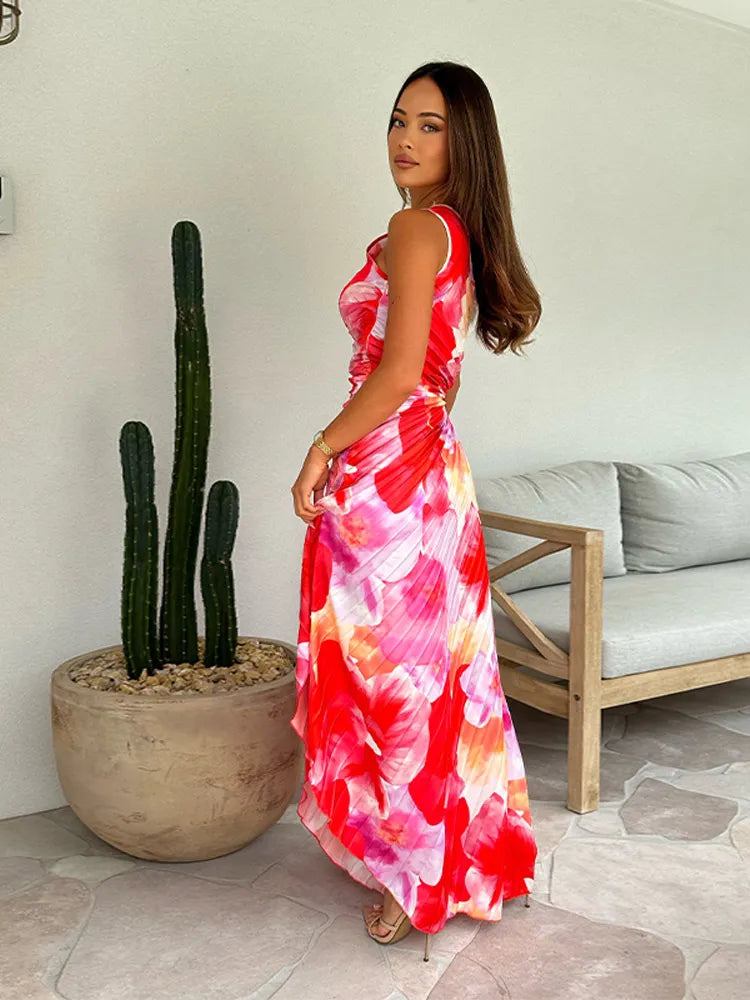 Elegant Pleated Wedding Guest Gown