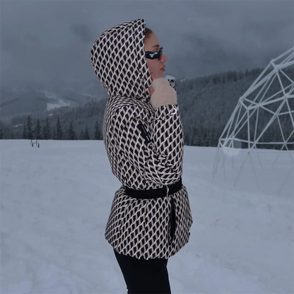 Warm Women's Puffer Coat with Adjustable Waist Belt