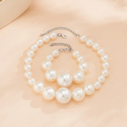 Elegant White Pearl Layered Necklace Set