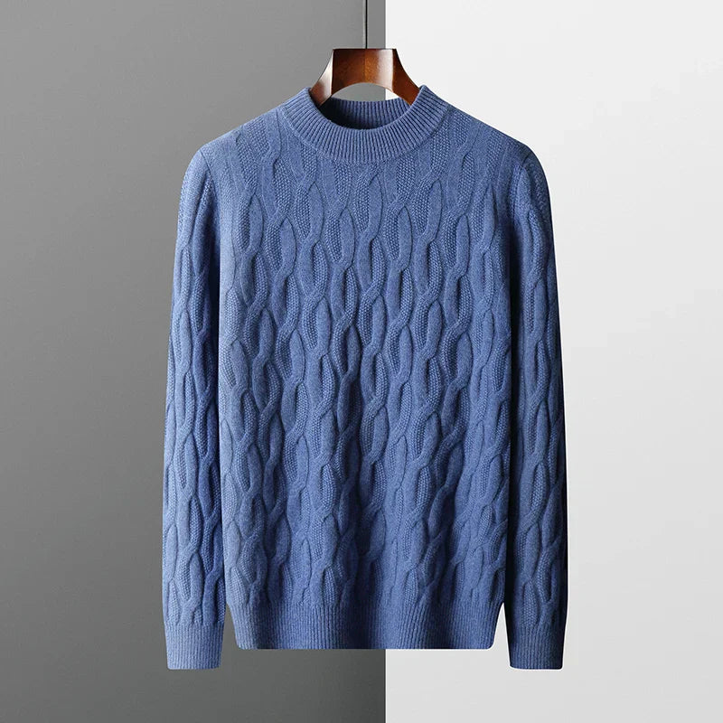 Soft Cable Knit Crew Neck Long Sleeve Sweater - Nocini