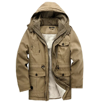 Warm Fleece Hooded Corduroy Jacket