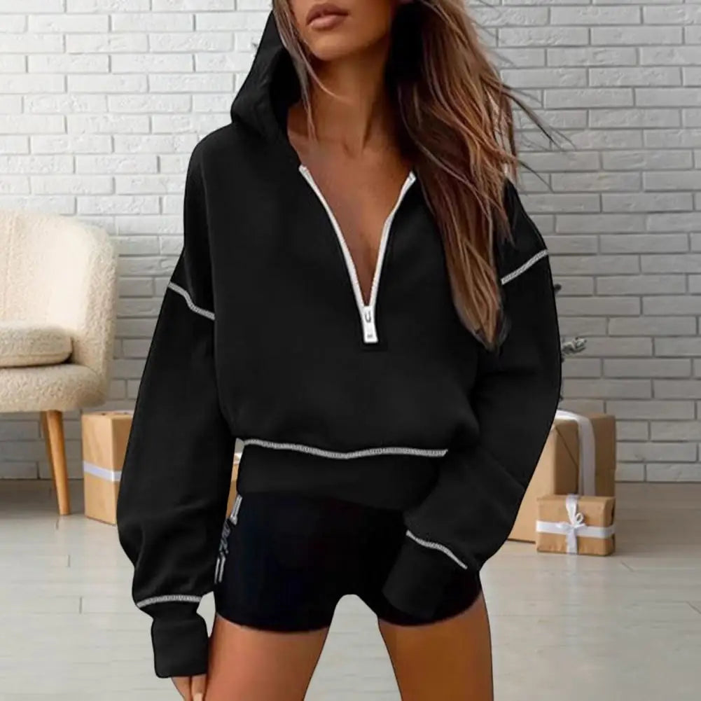 Fashionable Full-Zip Hooded Sweatshirt