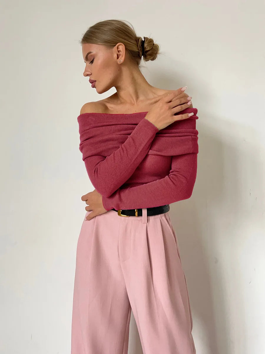 Women's Casual Off Shoulder Long Sleeve Top