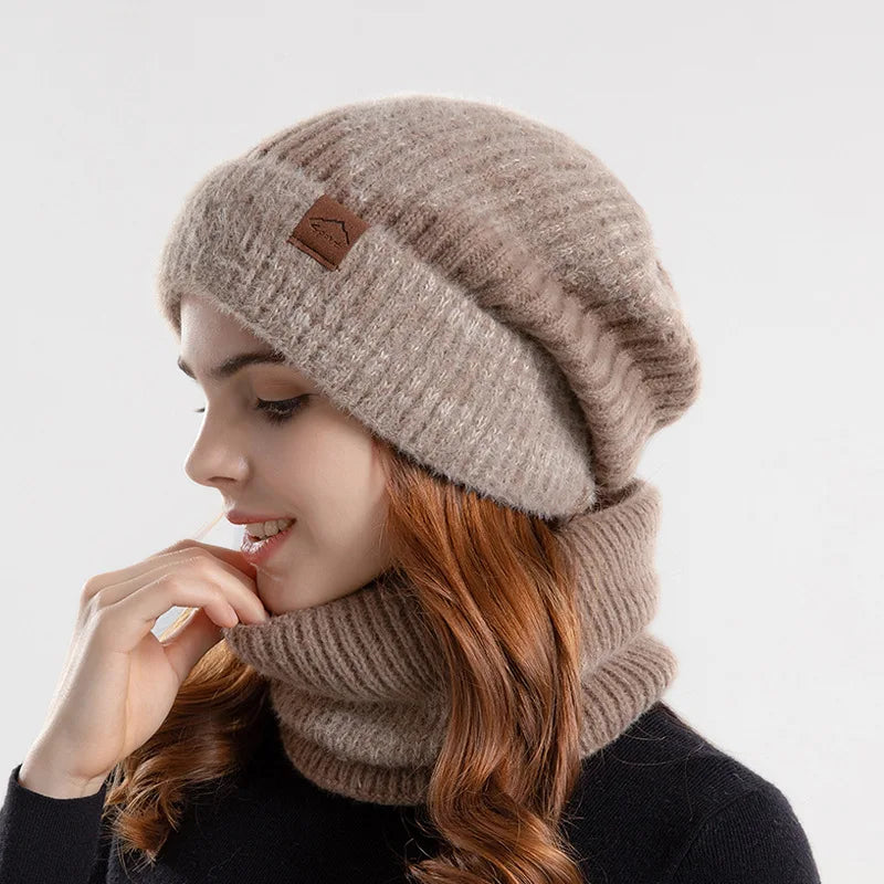 Warm Colorblock Beanie and Scarf Set