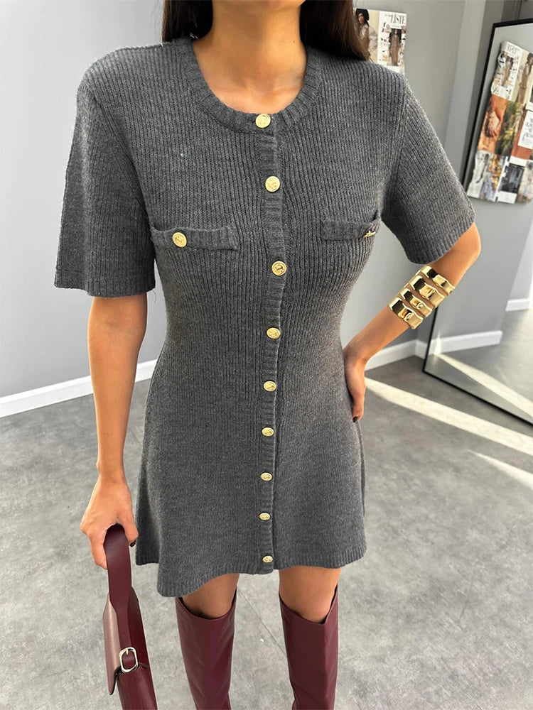 Fashionable Short Sleeved Knit Dress