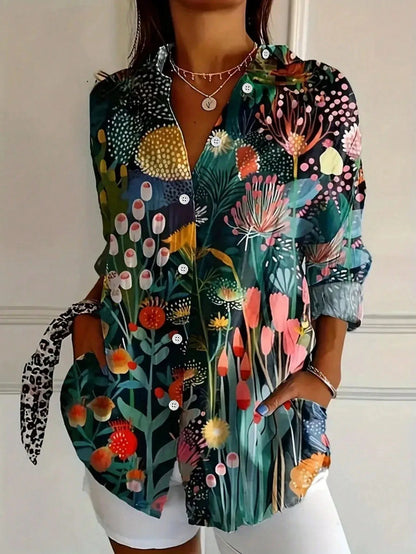 Vibrant Women's Blouse with Fun Floral Pattern