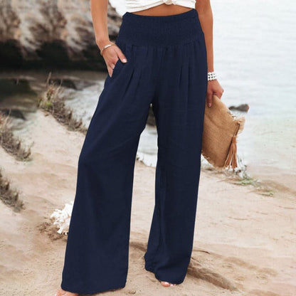 Relaxed Fit Women's Wide Leg Elastic Pants