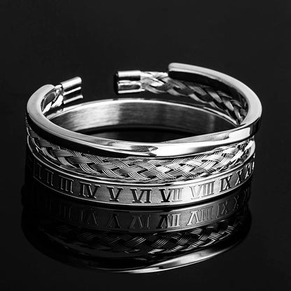Simple Braided Engraved Bangle Set of 3