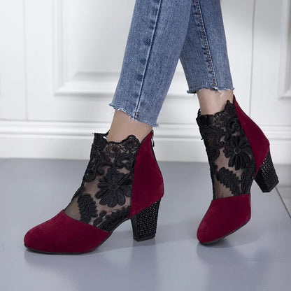 Sexy Lace UpMesh Ankle Boots
