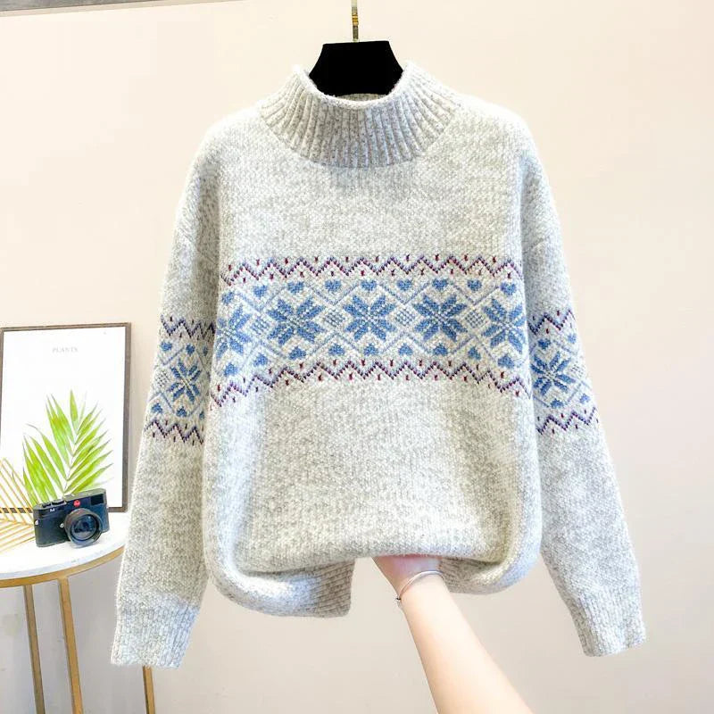 Cozy Winter Snowflake Pullover Sweater
