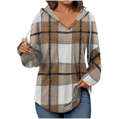 Soft Relaxed Fit V-Neck Hoodie for Daily Wear