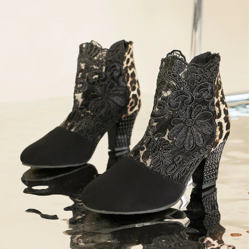 Sexy Lace UpMesh Ankle Boots