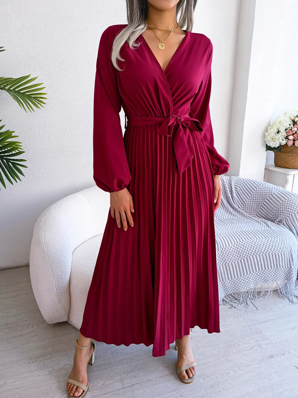 Women's Deep V-Neck Long Dress