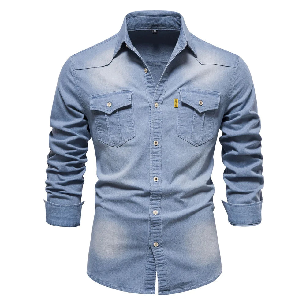 Classic Fit Men's Shirt with Button Front and Pocket Detail