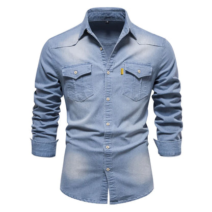 Classic Fit Men's Shirt with Button Front and Pocket Detail