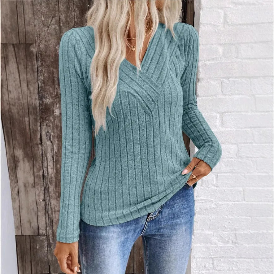 Classic Crew Neck Striped Knit Sweater - Olytrend
